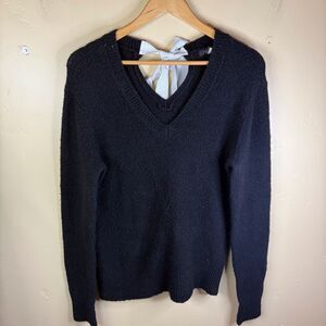 Nordstrom Halogen‎ Tie Back Black Oversized Sweater Size Small Bow Tie Back